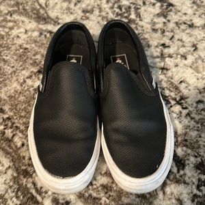 Vans leather black slip on women 7.5